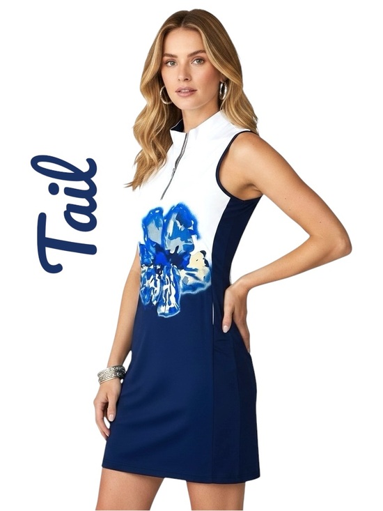 Tail Dresses & Skirts - Tail Activewear Dress Blue Bloom Flower Golf Tennis UPF 50+ Zip/Pockets Sz XL